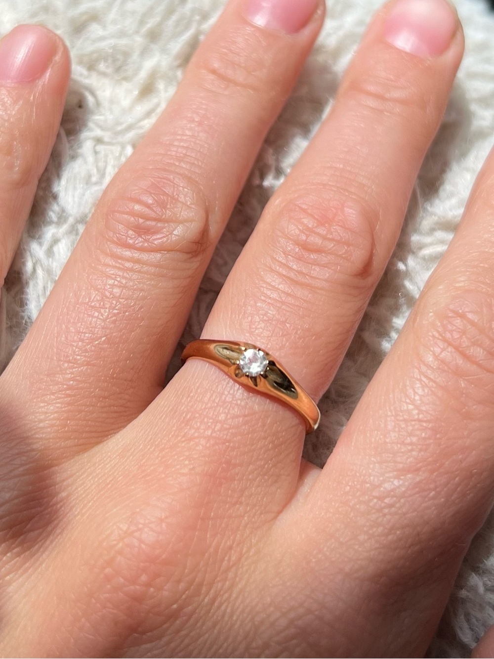 14K Gold Plated Solitaire Ring